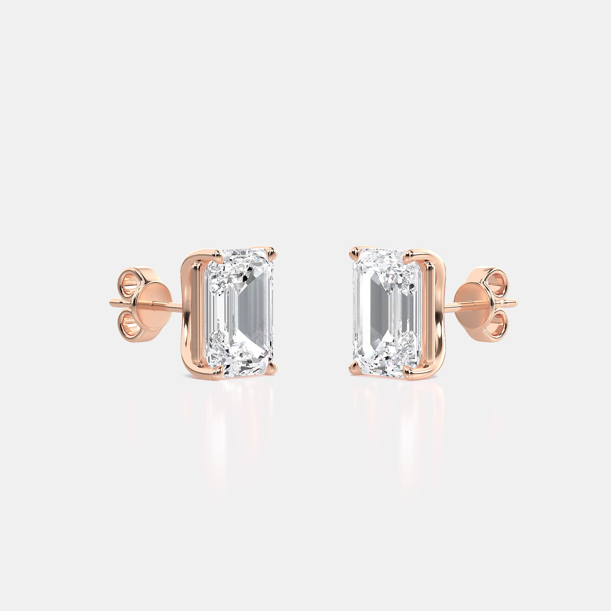 EMERALD CUT 4-PRONG STUDS