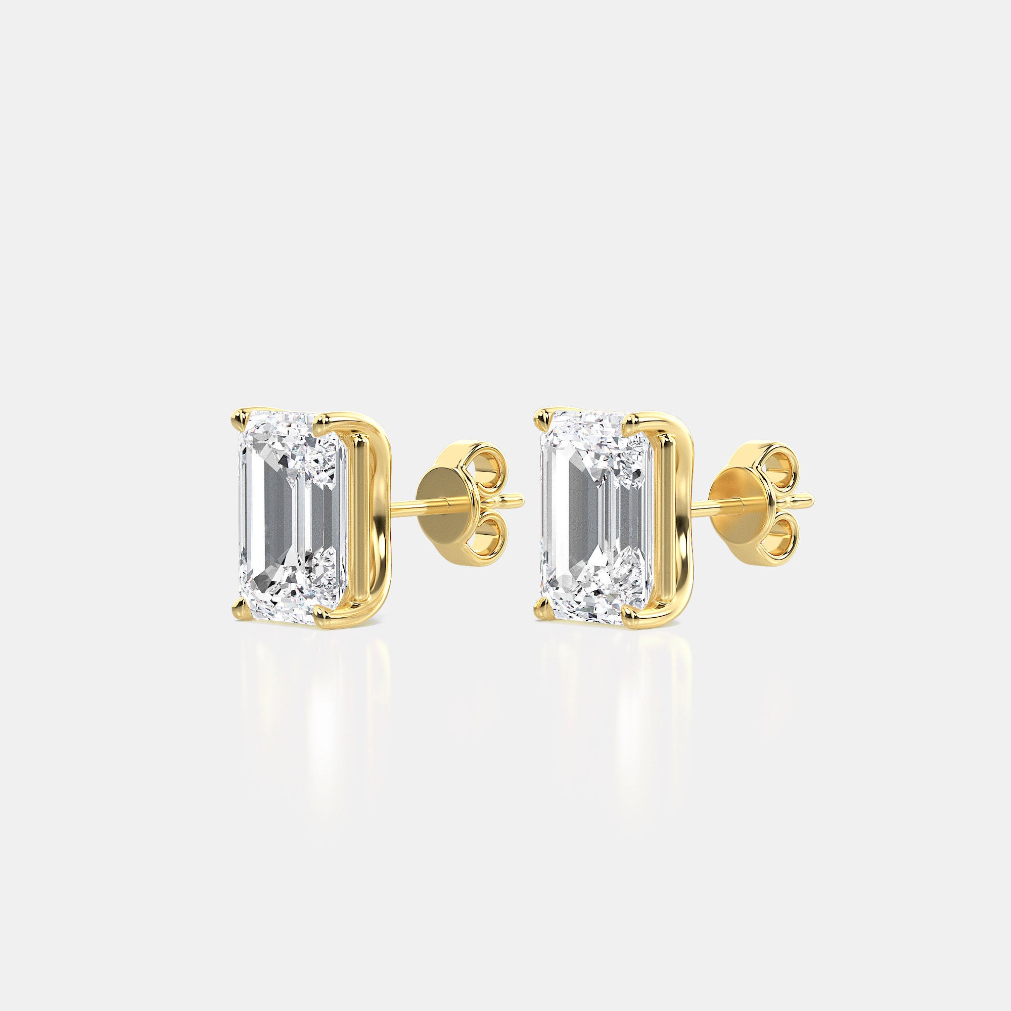 EMERALD CUT 4-PRONG STUDS