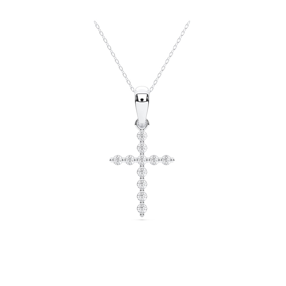 GRACE, ROUND DIAMOND CROSS PENDANT