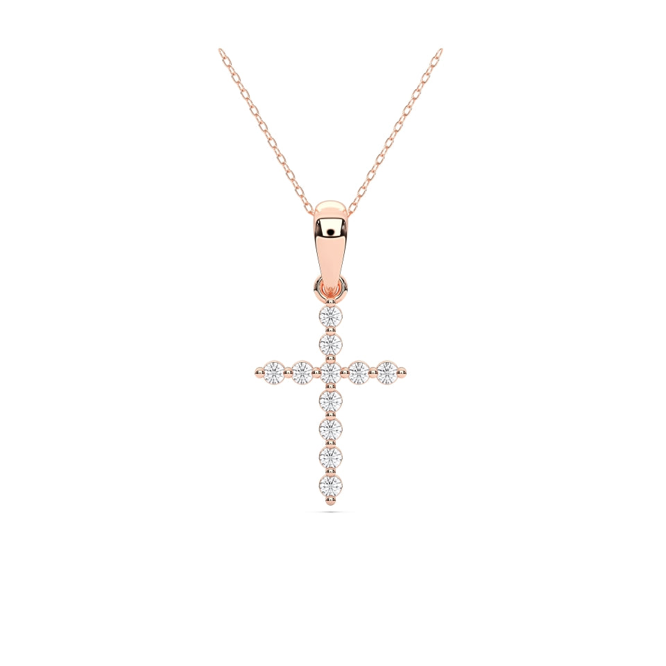 GRACE, ROUND DIAMOND CROSS PENDANT