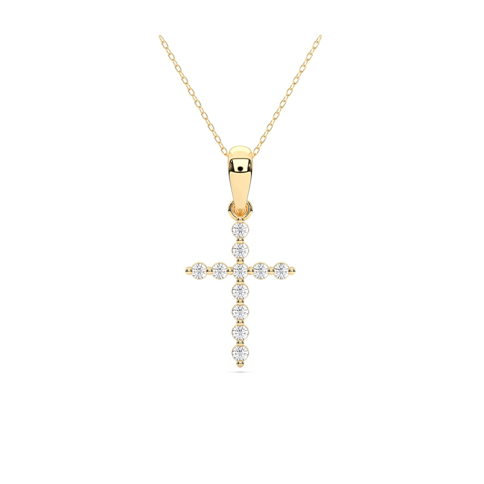 GRACE, ROUND DIAMOND CROSS PENDANT