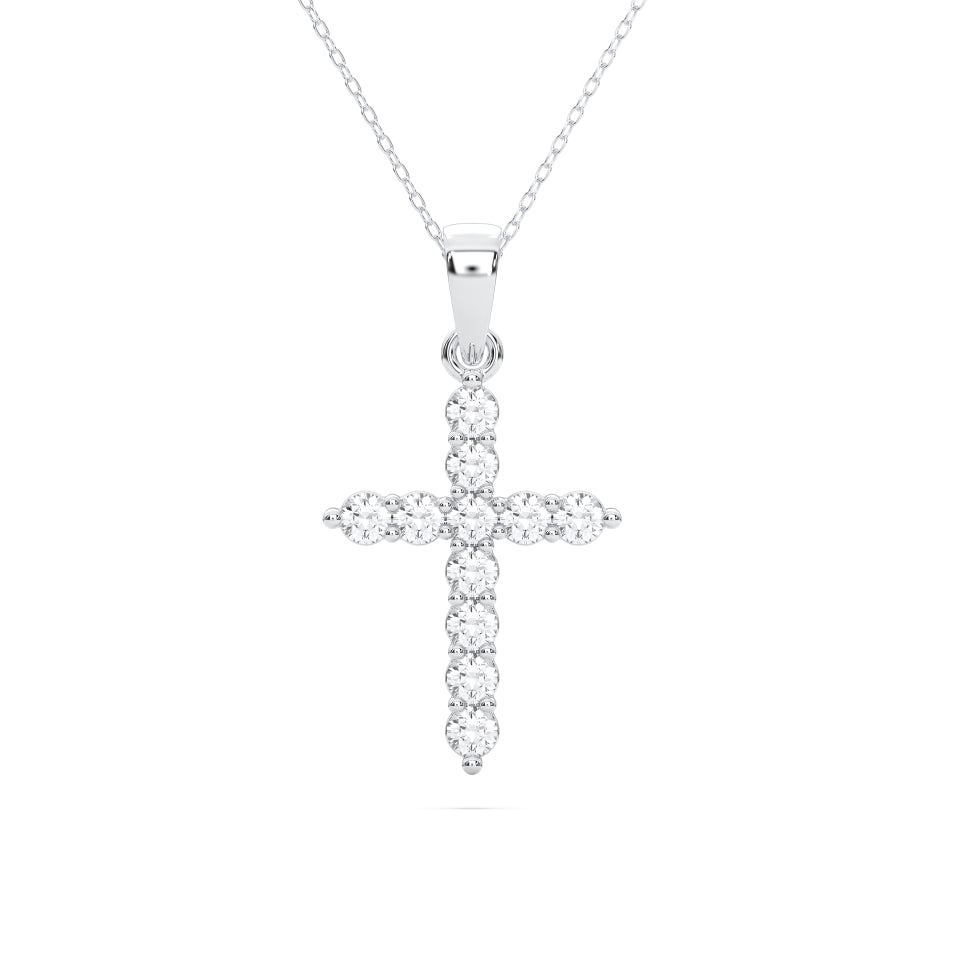 LUMINA, ROUND DIAMOND CROSS PENDANT