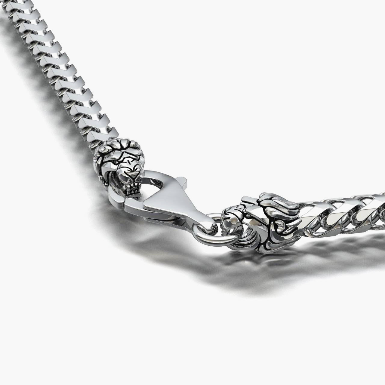 3mm Silver Franco Chain, Lion Clasp