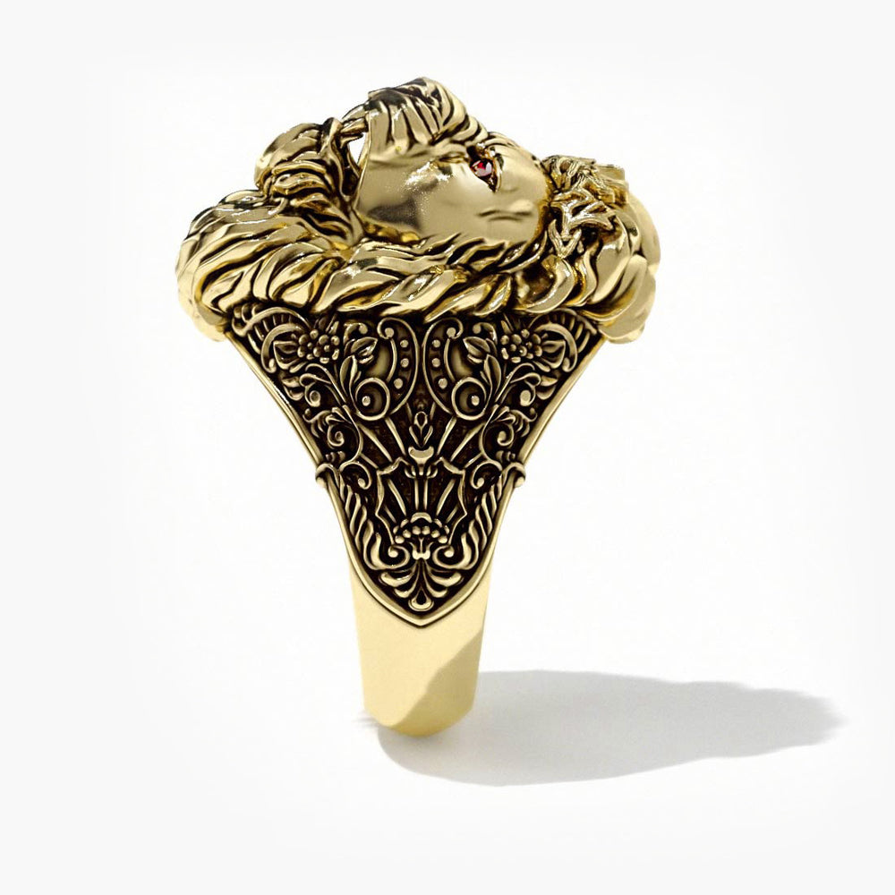Gold Lion Signet Ring for Men - Regal Statement Jewelry — Proclamation