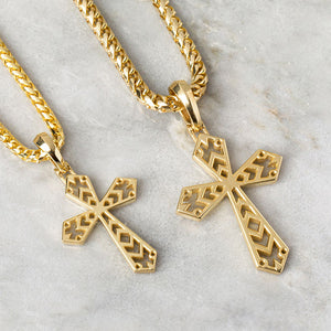 Mens Gold Cross Pendant, 14k Gold Cross Necklace, Proclamation Jewelry