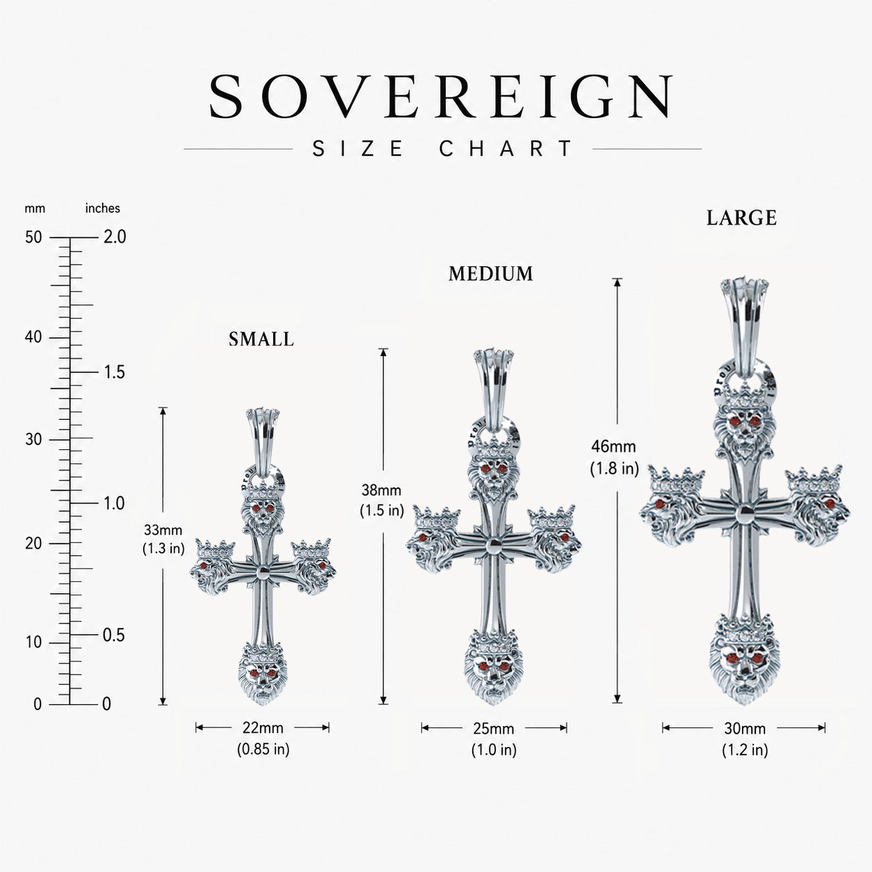 SOVEREIGN, Platinum Lion Cross Pendant