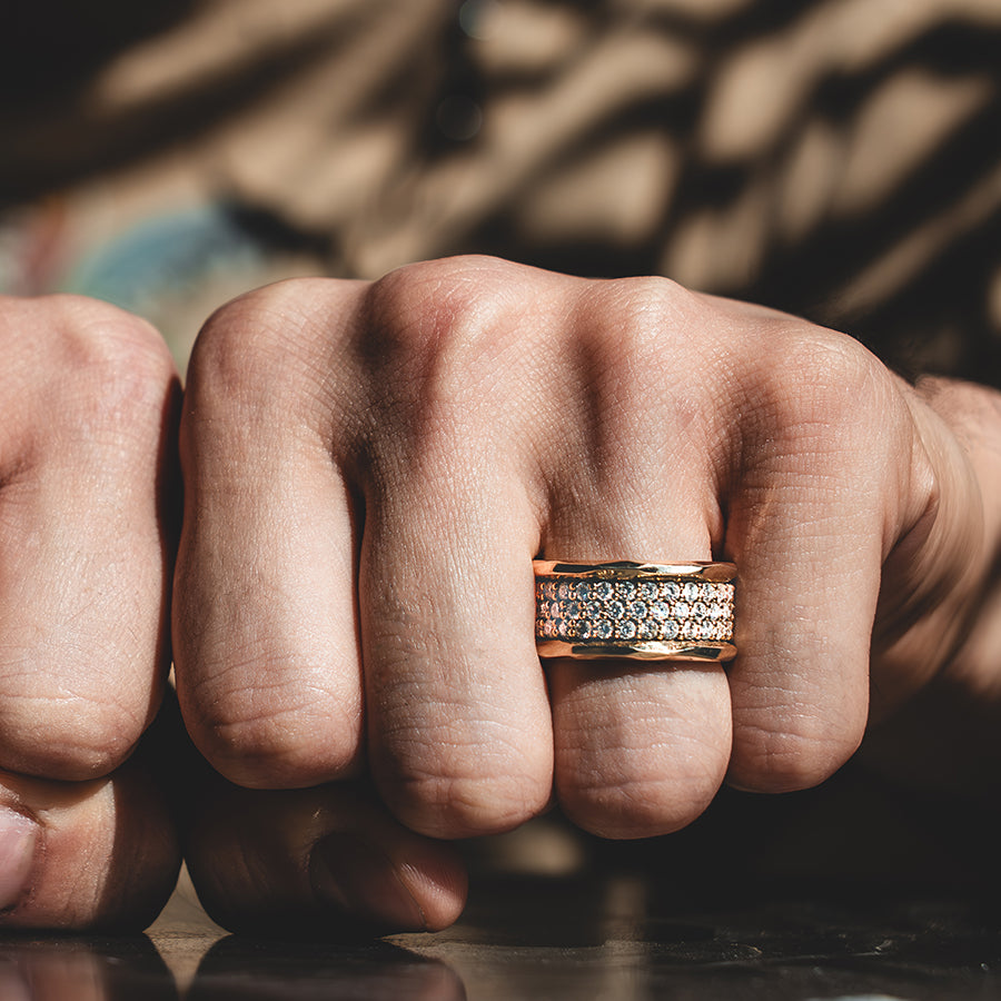 Lux, Mens Gold and Diamond Band Ring