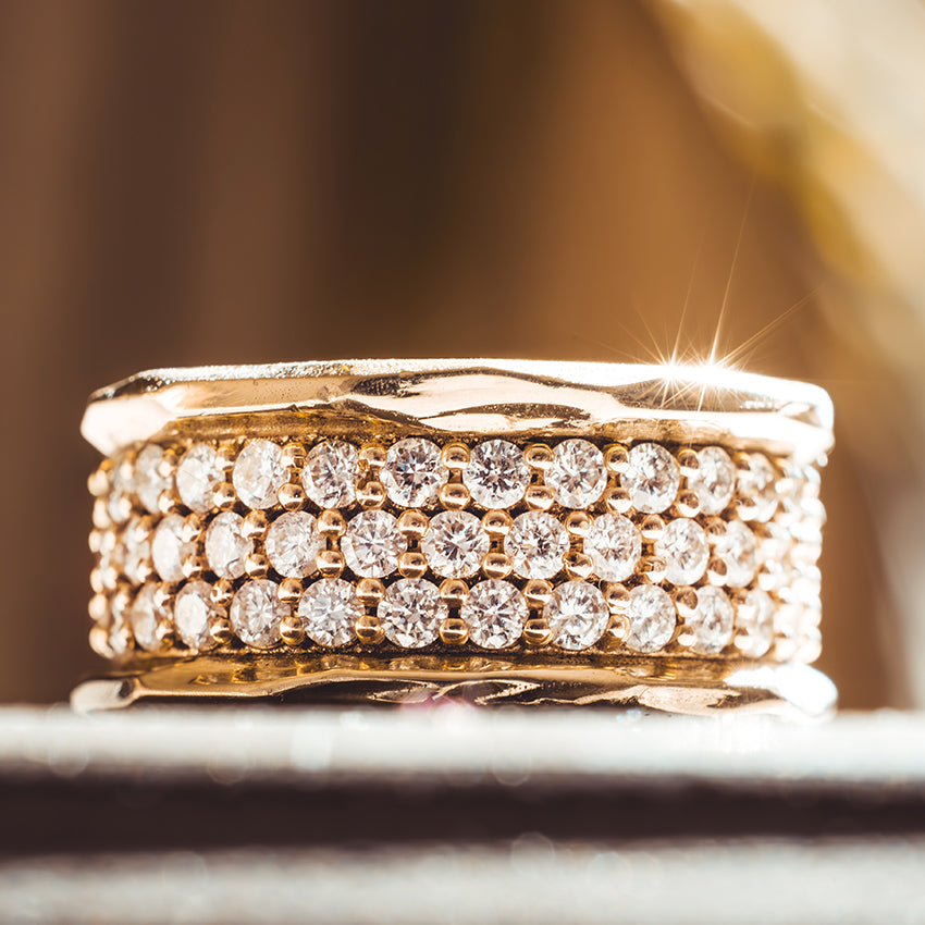 Lux, Mens Gold and Diamond Band Ring - Main Image