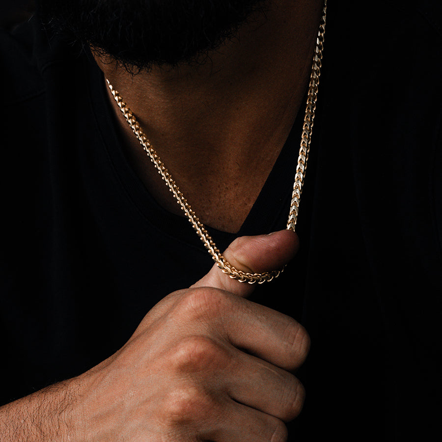 4mm Diamond Cut Franco Chain, 14k Yellow Gold