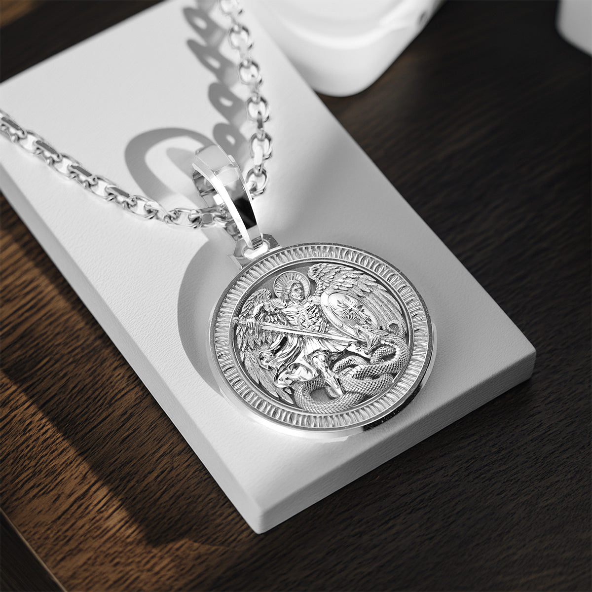 Platinum Saint Michael Pendant 