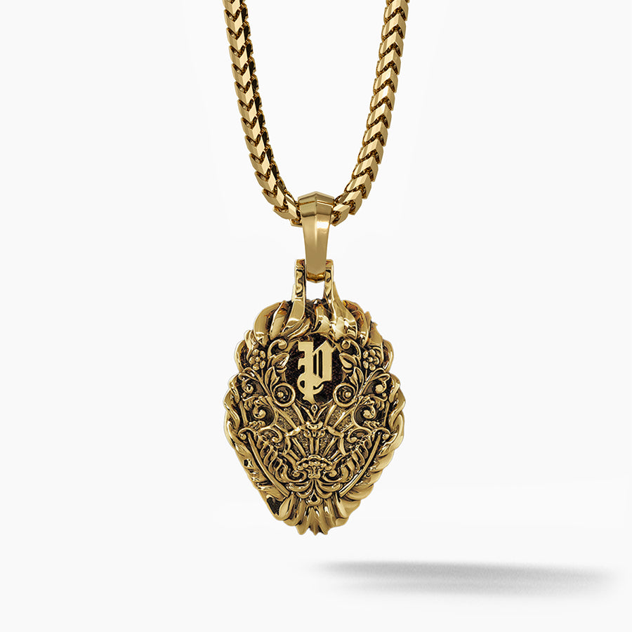 Crowned Lion Head Pendant, Yellow Gold, Diamonds, Proclamation Jewelry