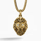 Reign, Gold Lion Head Pendant with Diamonds