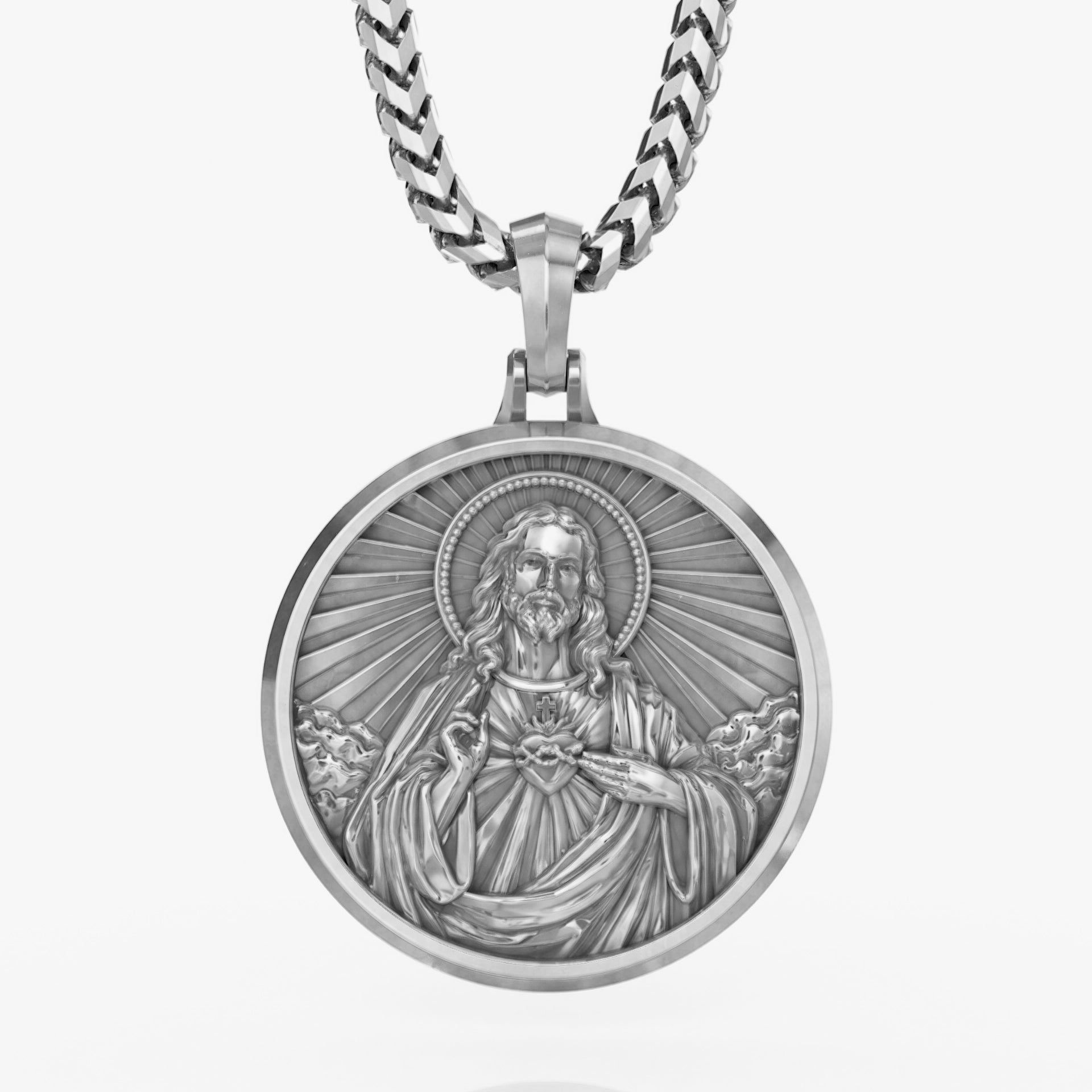 REDEEMER, Platinum Sacred Heart of Jesus Pendant