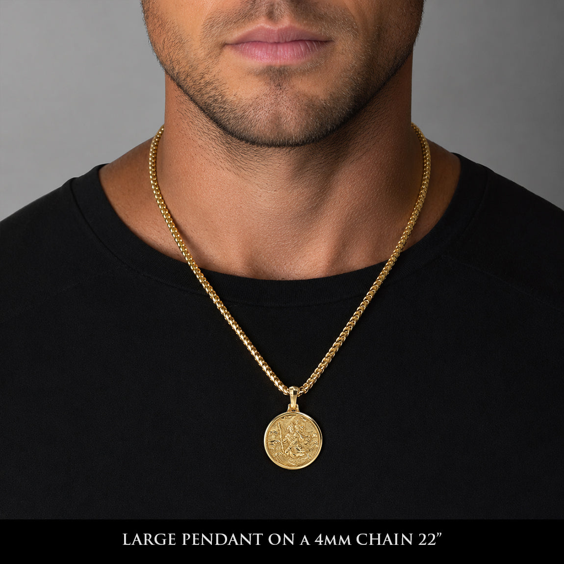 PROTECTOR, Gold Saint Christopher Pendant