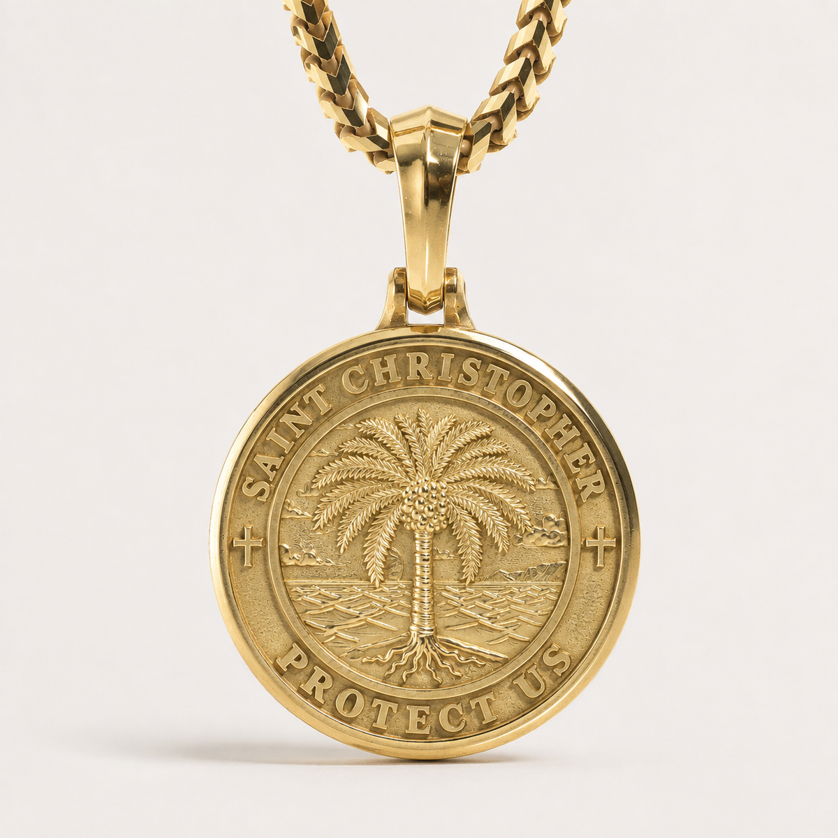 PROTECTOR, Gold Saint Christopher Pendant