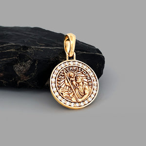Saint Christopher, Gold Pendant with Diamonds