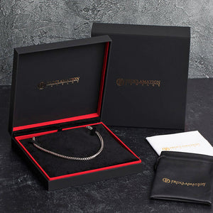 luxurious packaging from Proclamation Jewelry showing a 7mm franco chain