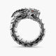 Dragon, Silver Ring with Red Garnet Eyes