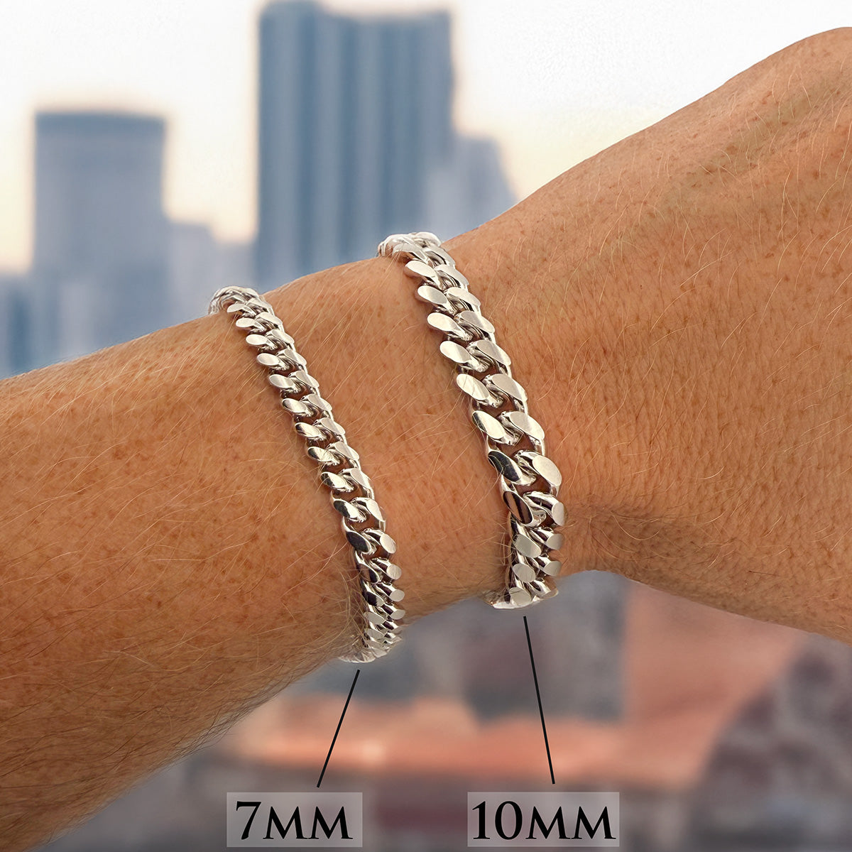 10mm Silver Miami Cuban Link Bracelet Italian Made