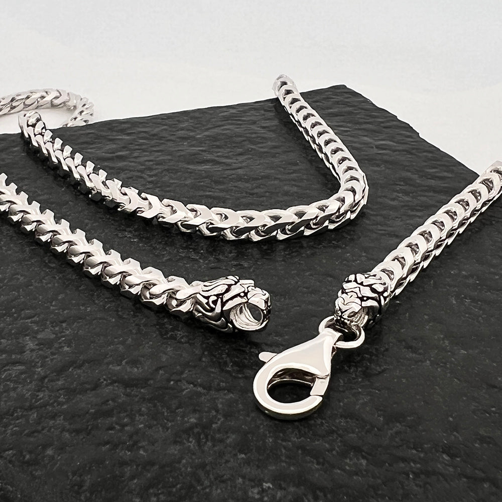 3mm Silver Franco Chain, Lion Clasp