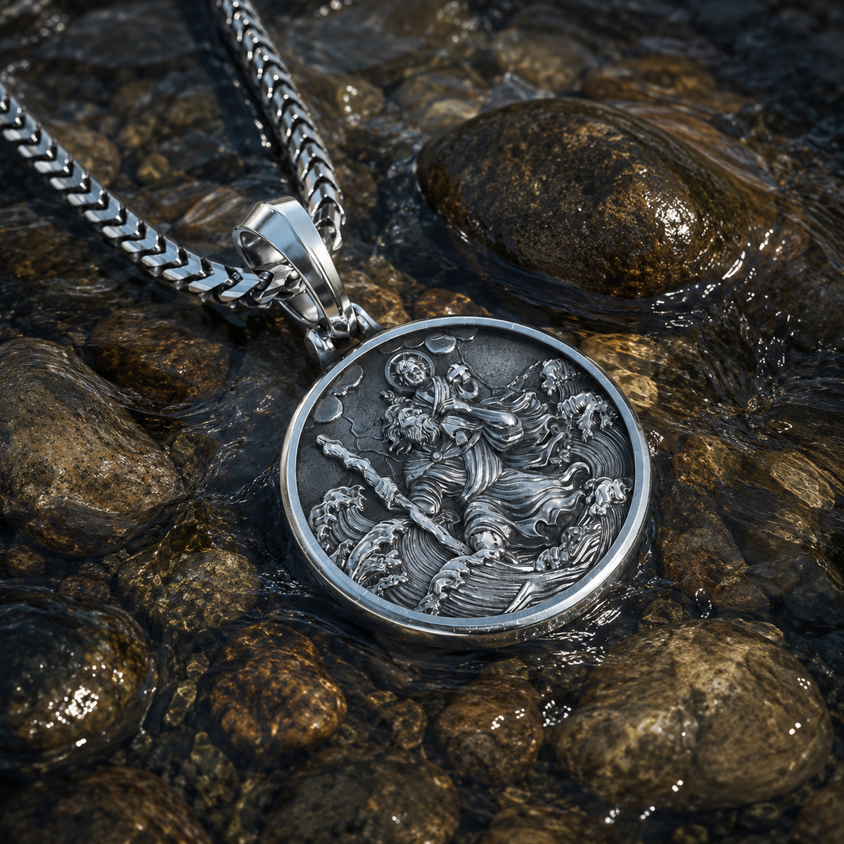 PROTECTOR, Silver Saint Christopher Pendant