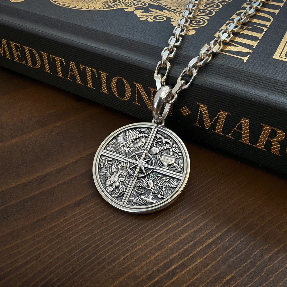 Stoic 4 Virtues, Silver Pendant