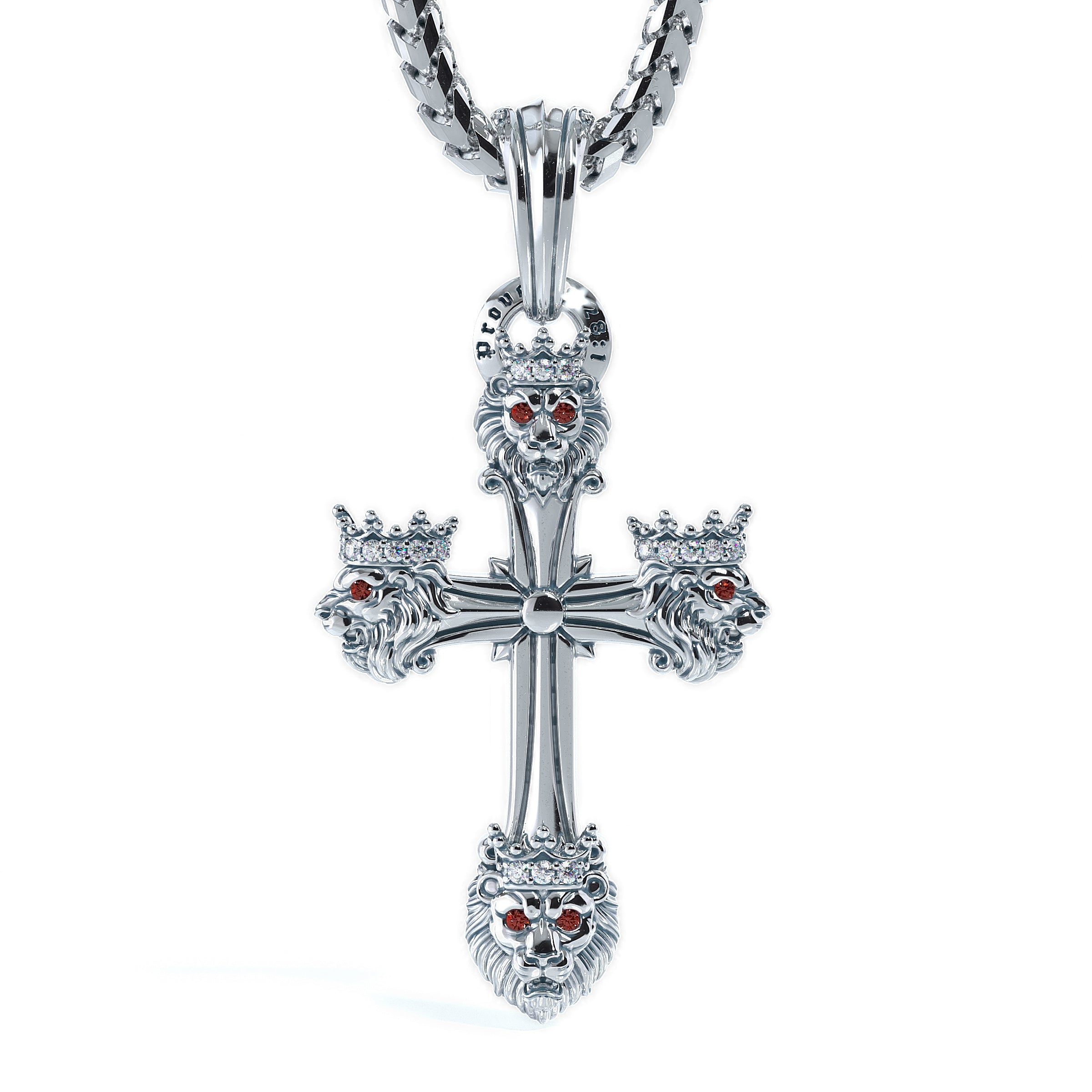 SOVEREIGN, Platinum Lion Cross Pendant