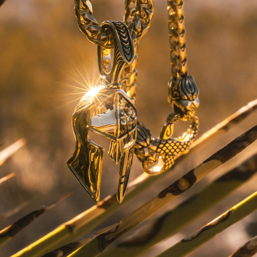 Spartan Pendant by Proclamation Jewelry Gold Mens Spartan Necklace Small 18K Gold