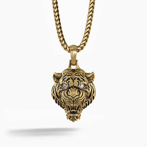 GALAXY GOLD Tiger all-in-one★accessory★ Men's Gold Tiger Pendant Statement Jewelry | Proclamation Je