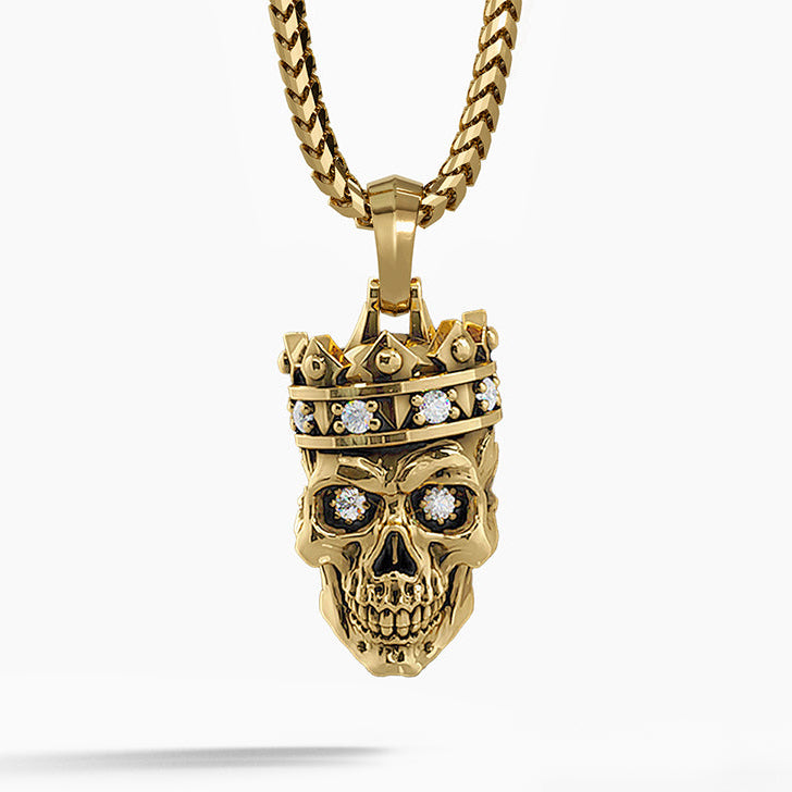 Imperium, Gold Skull Pendant with Diamonds