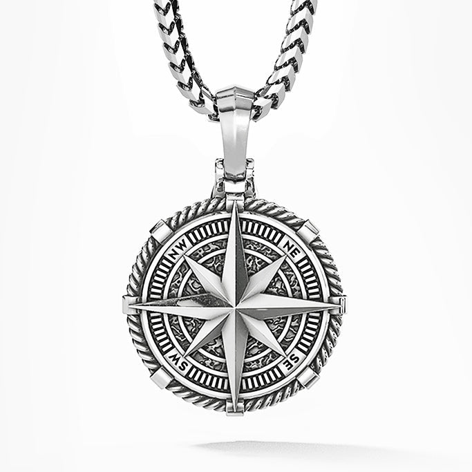 Voyager, Platinum Compass Pendant
