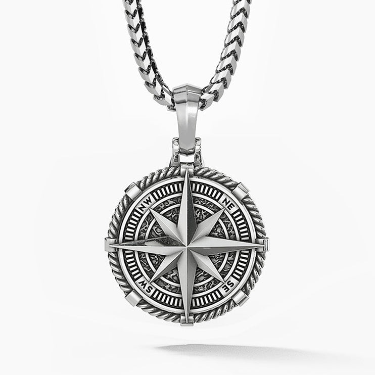 Voyager, Silver Compass Pendant