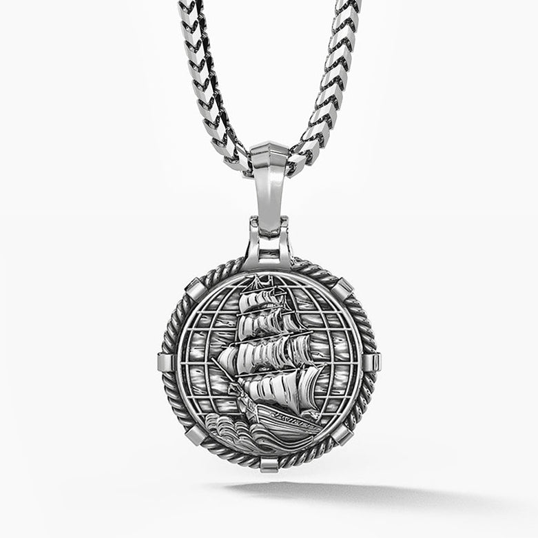 Voyager, Silver Compass Pendant