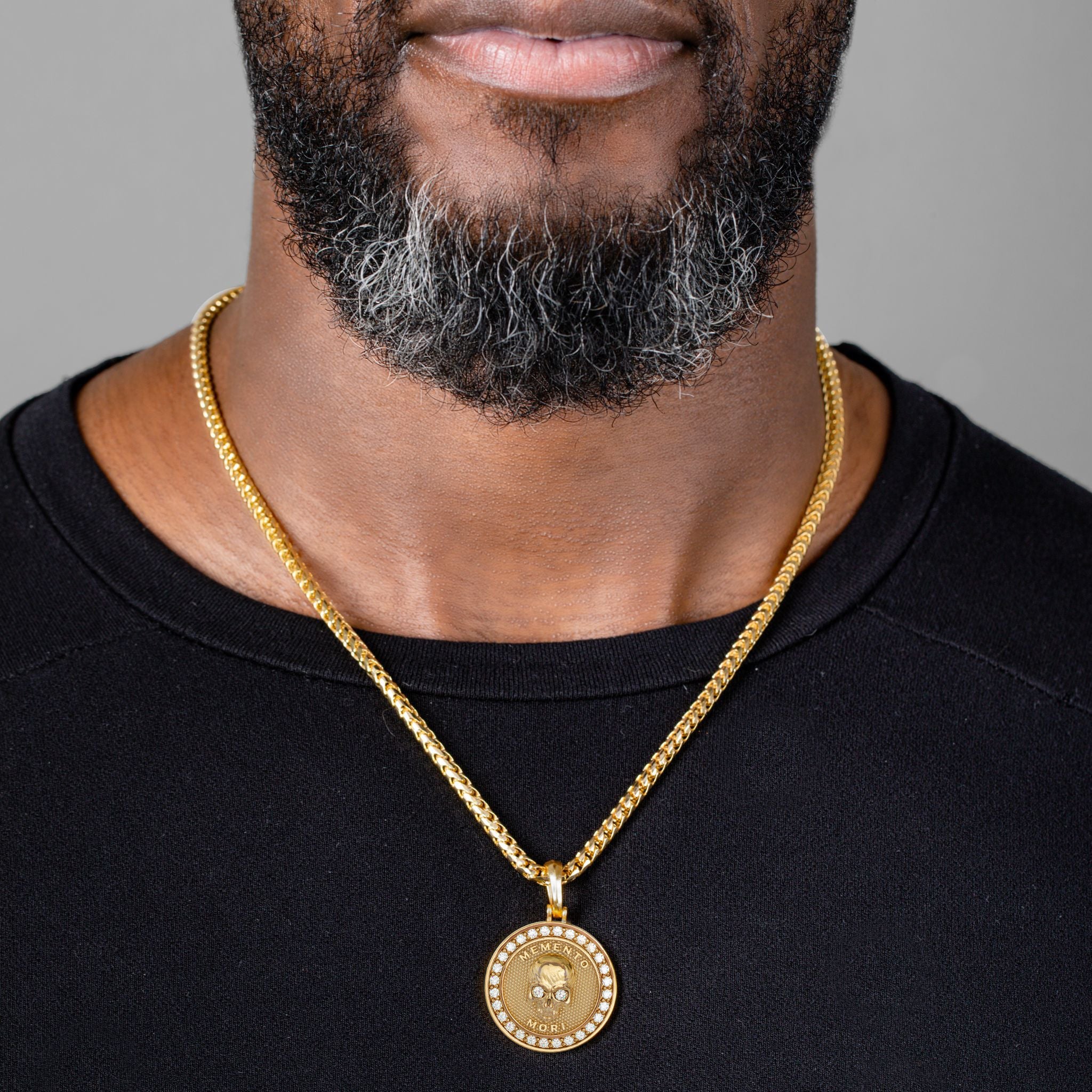 Memento Mori Gold Skull Pendant with Diamonds