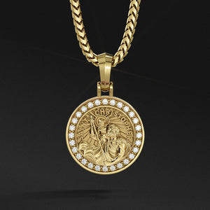 Saint Christopher, Gold Pendant with Diamonds