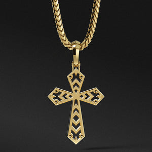 Honor Cross and 3mm Franco Chain 14K Gold Set