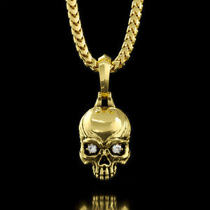 Vita Skull Diamond Pendant and 4mm Rope Chain 18k Gold Set