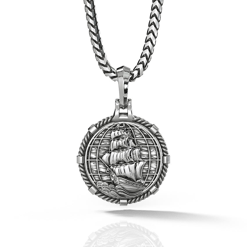 Voyager, Platinum Compass Pendant