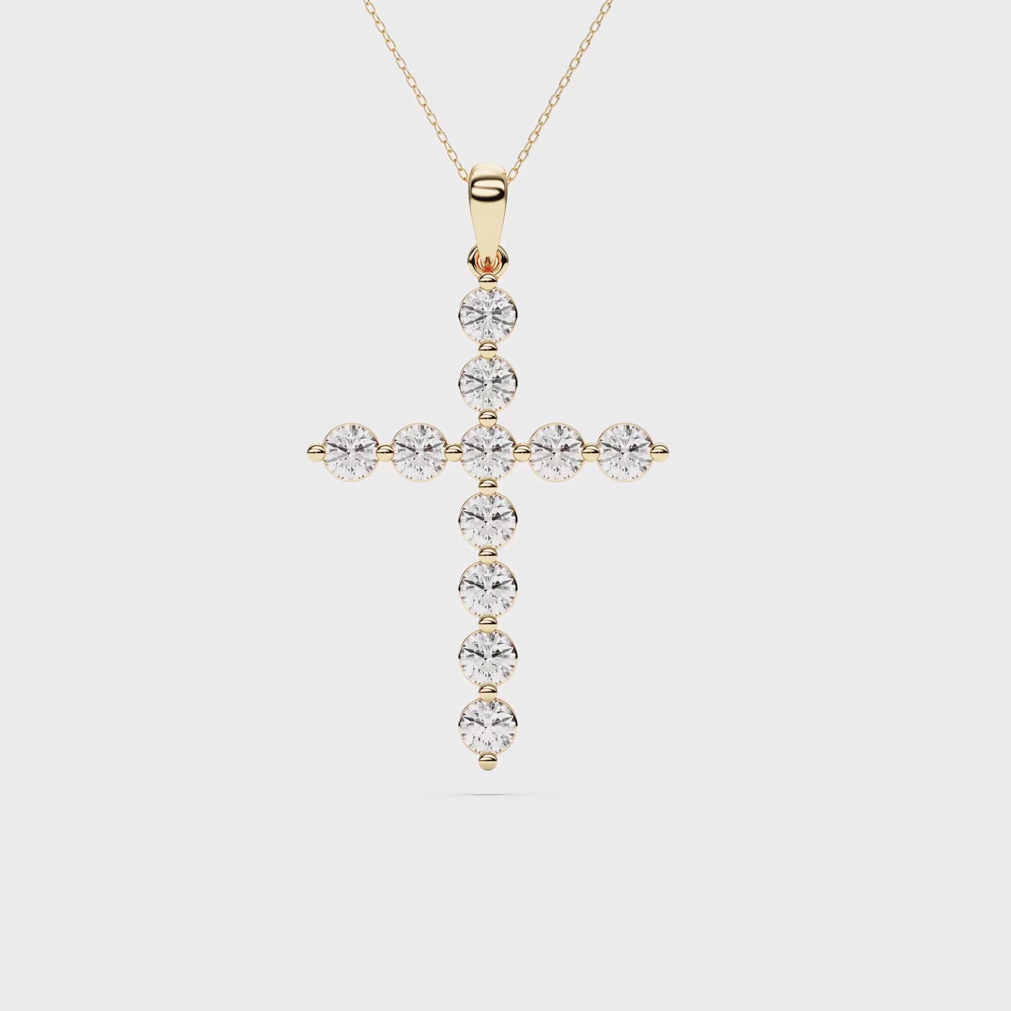 GRACE, ROUND DIAMOND CROSS PENDANT