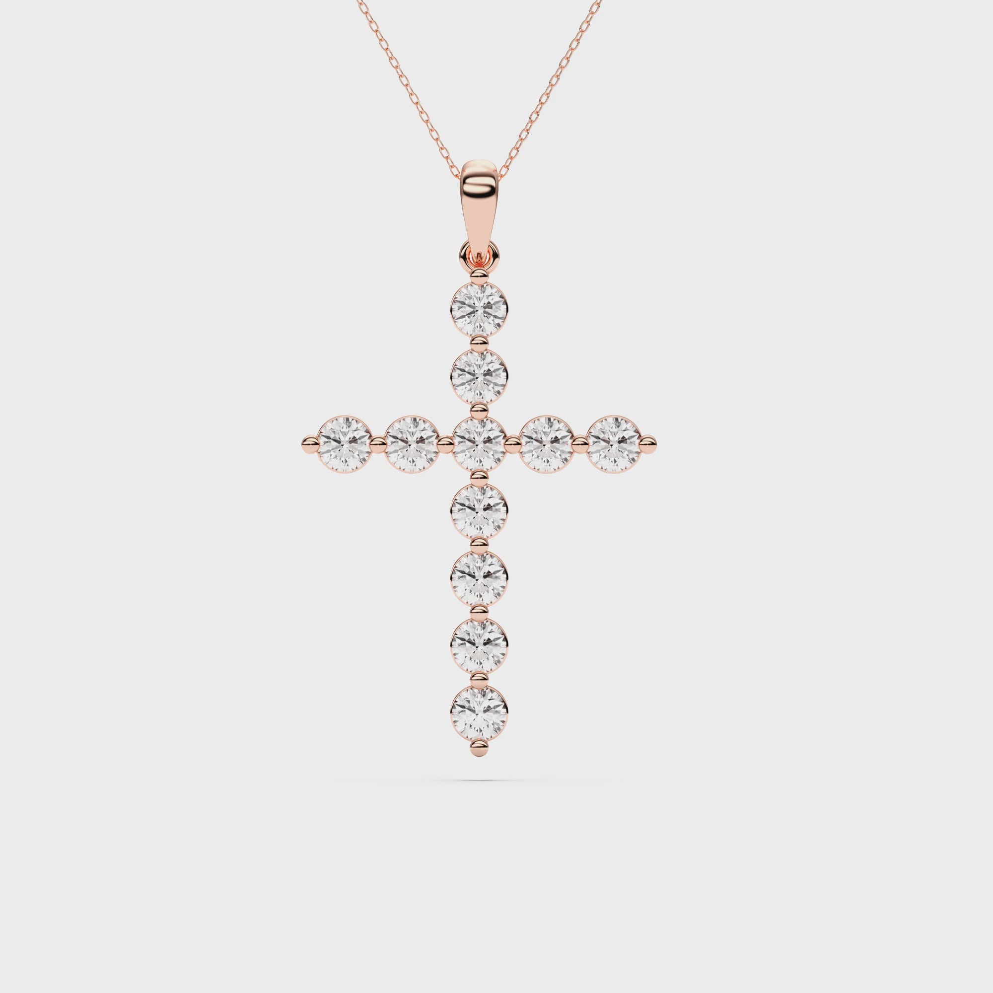 GRACE, ROUND DIAMOND CROSS PENDANT