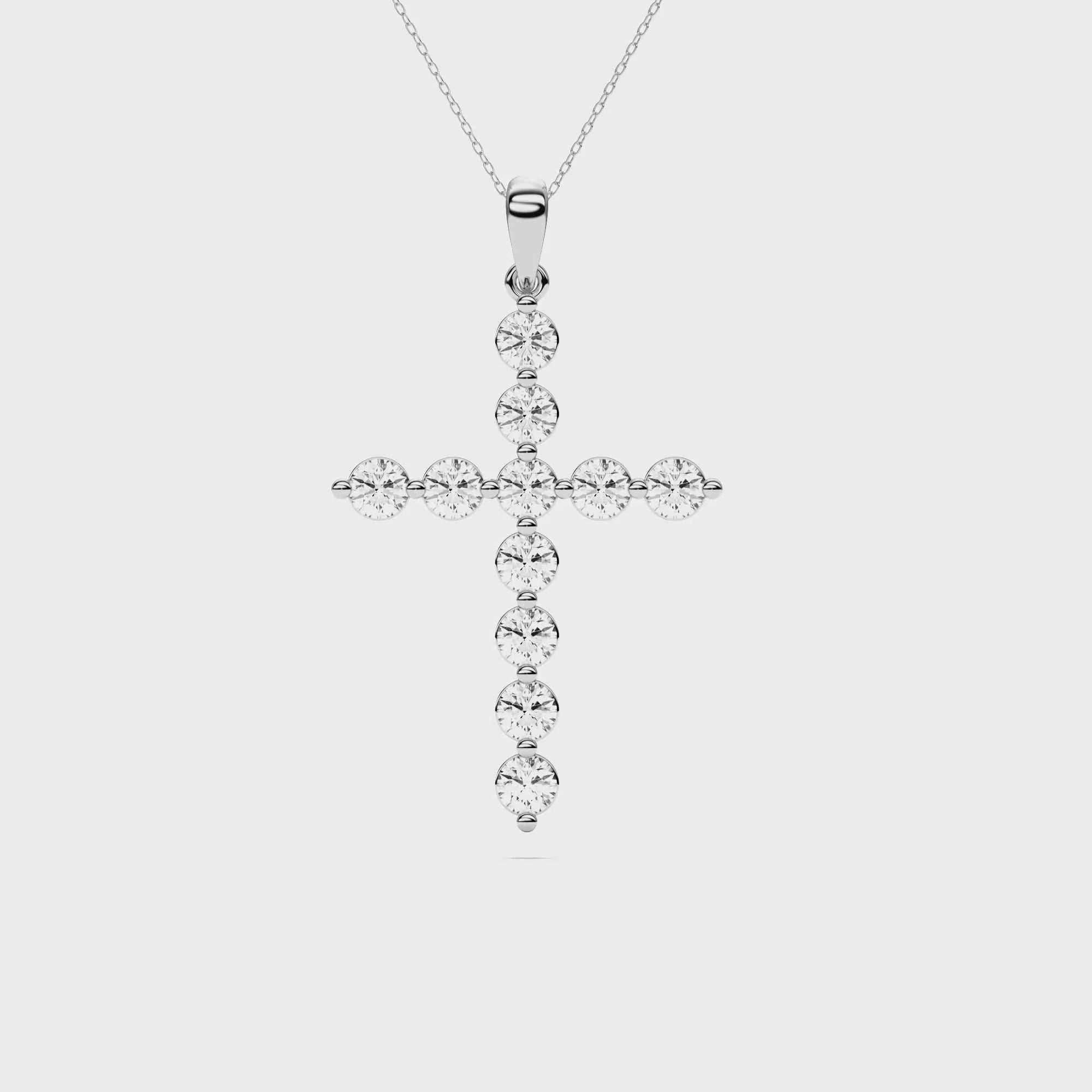GRACE, ROUND DIAMOND CROSS PENDANT