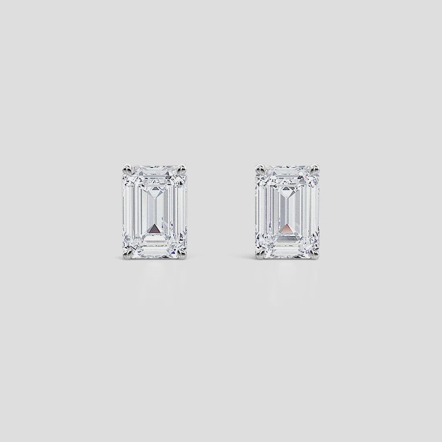 EMERALD CUT 4-PRONG STUDS