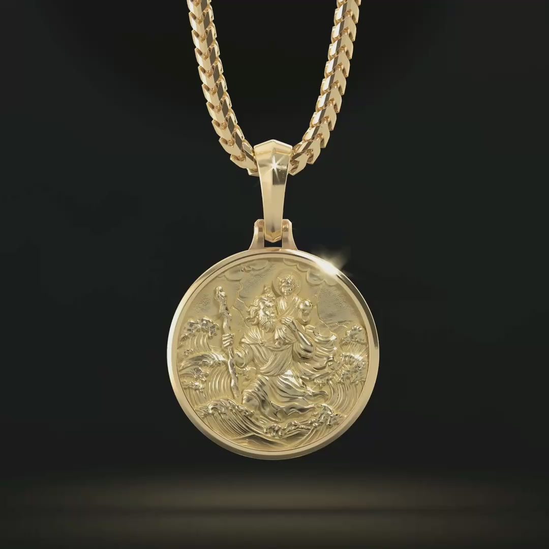 PROTECTOR, Gold Saint Christopher Pendant