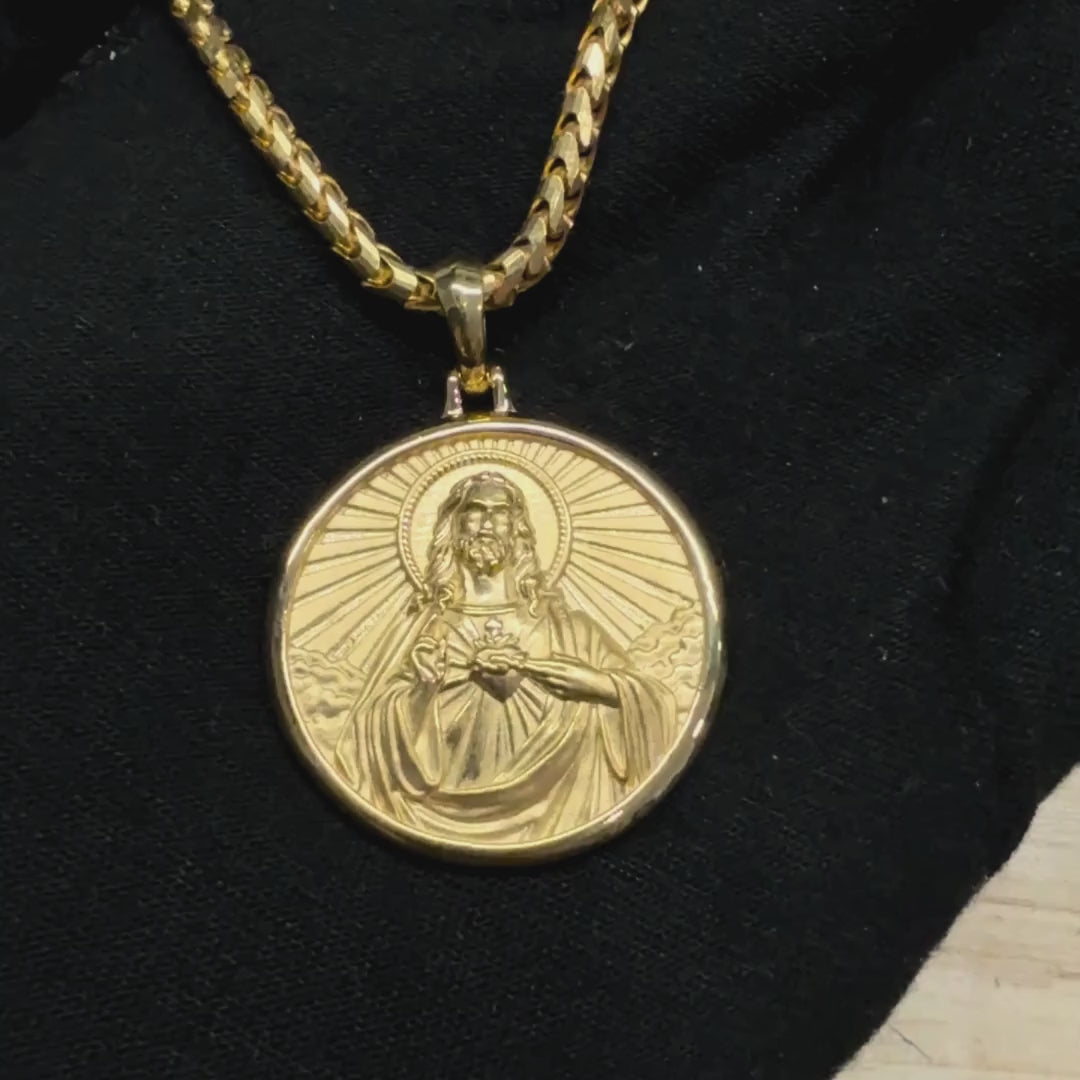 REDEEMER, Gold Sacred Heart of Jesus Pendant