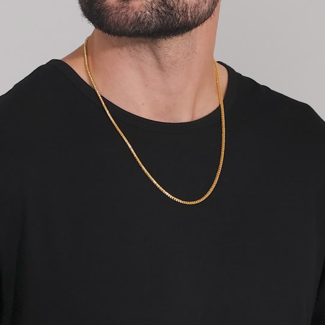 2mm Diamond Cut Franco Chain, 18k Yellow Gold