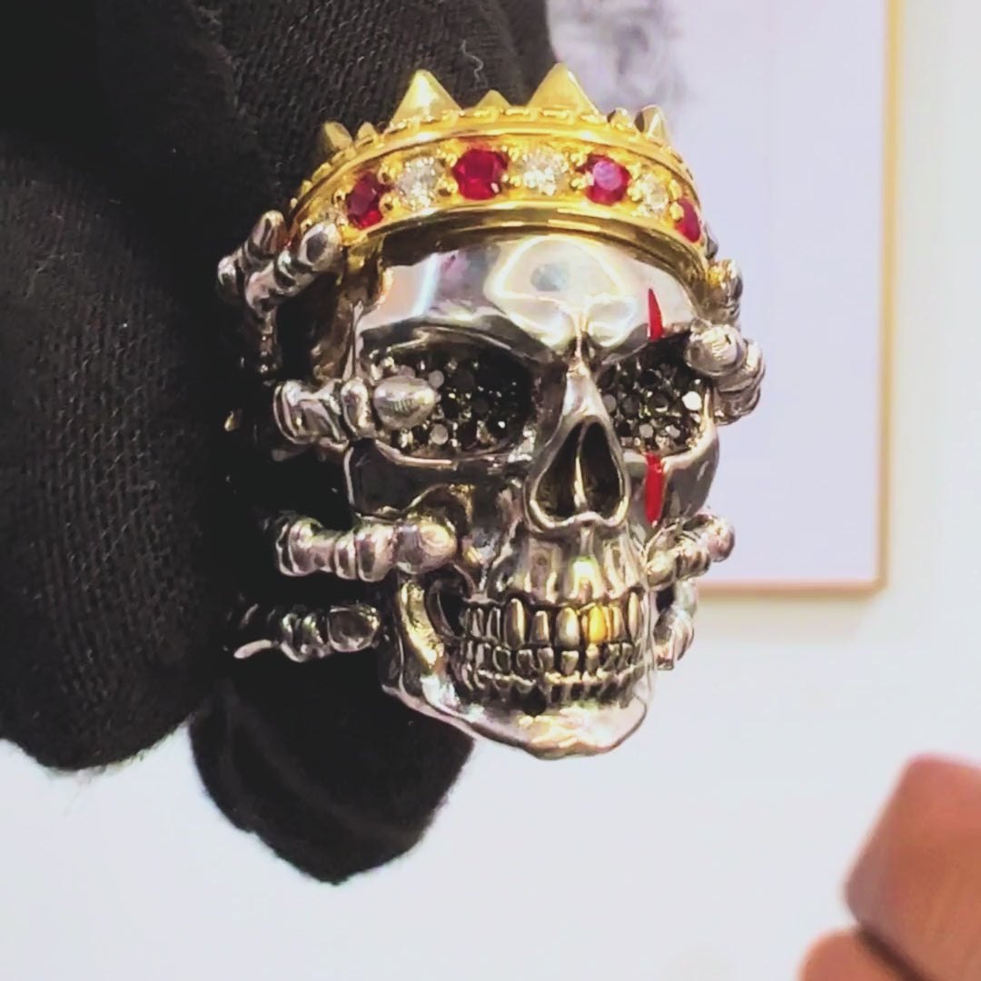 Usurper, Gold Skull Ring with Diamonds