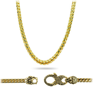 3mm diamond cut franco chain with the Proclamation Jewelry lion and snake clasp