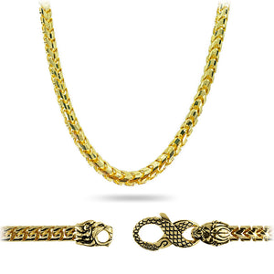 4mm diamond cut franco chain with the Proclamation Jewelry lion and snake clasp