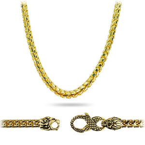 4mm diamond cut franco chain with the Proclamation Jewelry lion and snake clasp