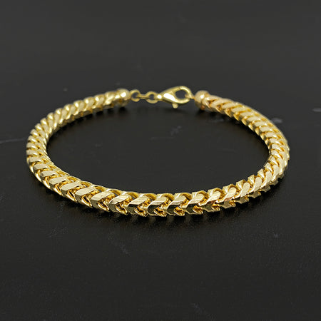 7mm Diamond Cut Franco Bracelet, 14K Yellow Gold, Proclamation Jewelry 8 Inches / Lion Snake & Diamond Clasp